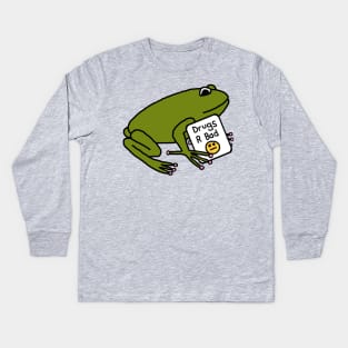 Green Frog with Anti Drugs Message Kids Long Sleeve T-Shirt